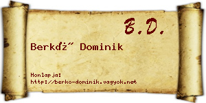 Berkó Dominik névjegykártya